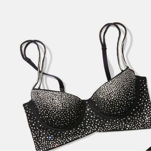 Victoria's Secret Black Fantasy Bra with‎ Swarovski Crystals Limited Edition